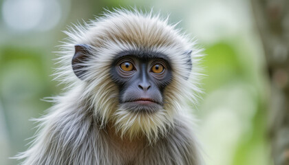 Obraz premium Close-up portrait of a curious Zanzibar red colobus monkey in its natural habitat.