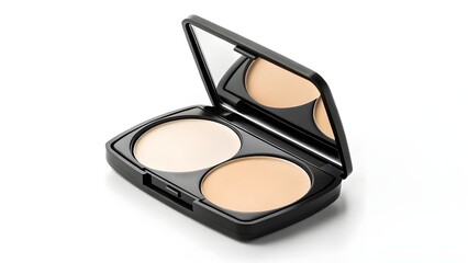 Pressed Powder Duo Compact Mockup &ndash; Blank Cosmetic Case with Two Shades and Built-In Mirror &ndash; Realistic Beauty Packaging for Makeup Branding, Product Showcase, and Professional Design