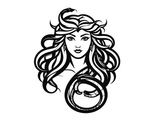 Serpent-haired woman portrait