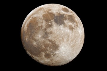 High definition close up of the Moon showing the lunar surface and craters against a dark black background, emphasizing astronomical detail