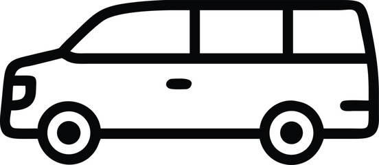 Bold Line Family Minivan Duotone Flat Vector Icon for Passenger Transport, Commuting, and Modern Automotive Design, Isolated on White Background.

