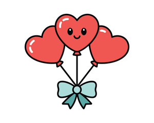 Cute heart balloons isolated on white background