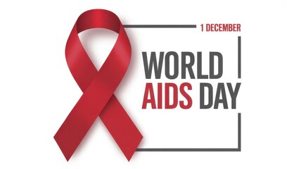 World aids day awareness with red ribbon isolated on white background
