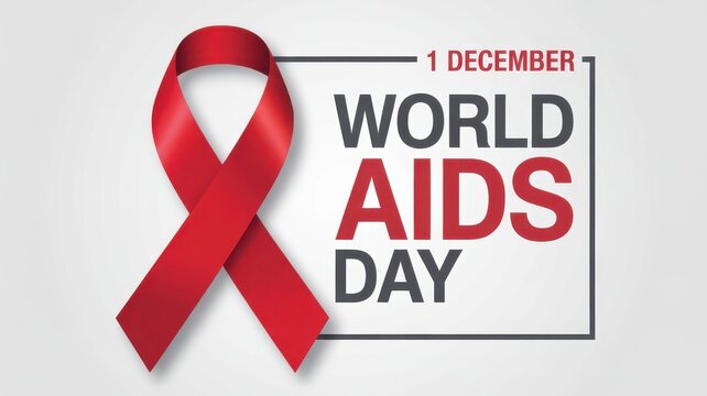 World aids day awareness with red ribbon isolated on white background