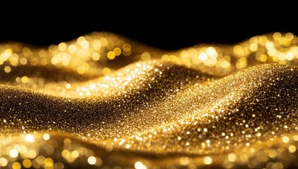 Golden glittering waves on black