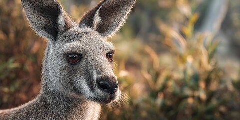 Fototapeta premium A kangaroo is standing in a field