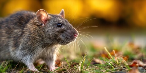A small brown mouse in the grass.
