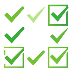 Set of green checkmark icons