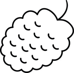 Simple Line Art Icon of a Mulberry Fruit with a Stem