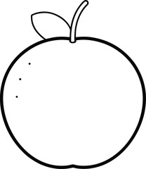 Simple Line Art of a Fresh Apple with a Leaf and Stem