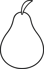Simple Line Art of a Pear with a Stem and Leaf on a White Background