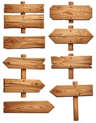 Set of rustic wooden signs