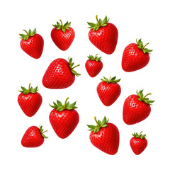 Fresh and Juicy Strawberries Isolated on Transparent background
