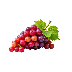 Obraz premium Fresh Grapes Cluster with Green Leaves on a Transparent background