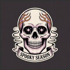 Spooky Season Skull Illustration &ndash; Halloween Art