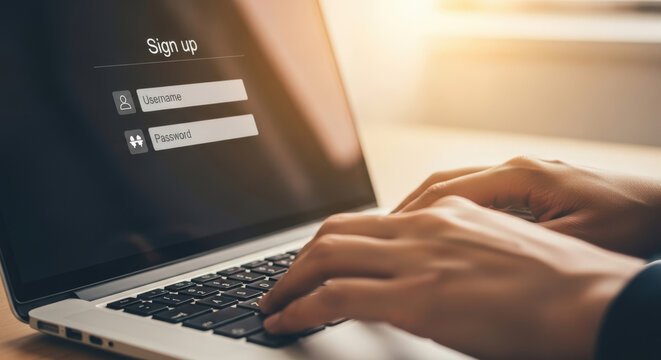 Streamlining Digital Access A User Friendly Sign Up Interface for Secure Account Creation and Seamless Online Experience on Modern Laptop Technology