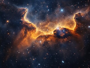 Obraz premium Celestial Symphony: A cosmic ballet of stardust and ethereal nebula lights