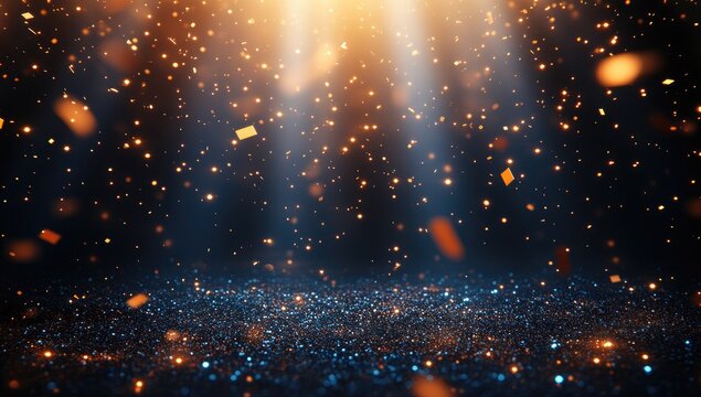 Golden light shines on dust-like particles - Powered by Adobe