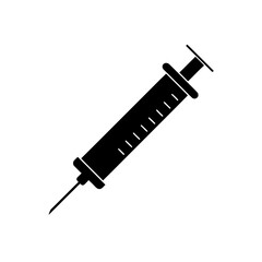 syringe icon black silhouette vector illustration on transparent background