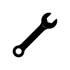 wrench icon black silhouette vector illustration on transparent background