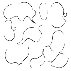 吹き出し、手描き、モノクロ