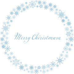 アイコンにも使える、オシャレでシンプルな雪の結晶のサークルフレーム。クリスマス飾り、水色
