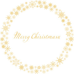 アイコンにも使えるオシャレでシンプルな金色の雪の結晶のサークルフレーム。