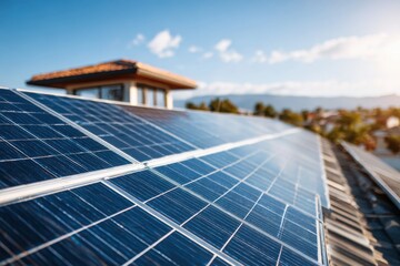 Obraz premium Photovoltaic panels efficiently capturing solar energy