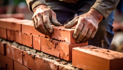 work worker construction hand brick bricklayer working craftsman hands background