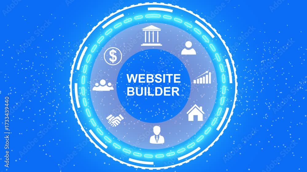 Wall mural a website builder concept button on a futuristic .business, technology and network concept. animated