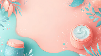 A cute cosmetic-themed background, perfect for use as a decorative backdrop or wallpaper.