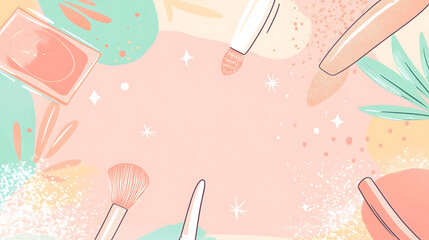A cute cosmetic-themed background, perfect for use as a decorative backdrop or wallpaper.