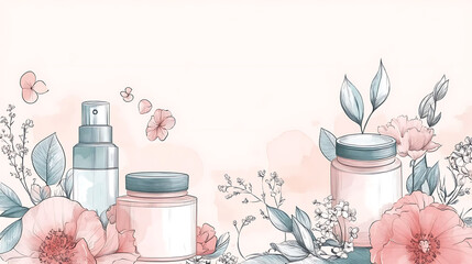A cute cosmetic-themed background, perfect for use as a decorative backdrop or wallpaper.