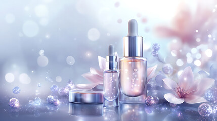 A cute cosmetic-themed background, perfect for use as a decorative backdrop or wallpaper.