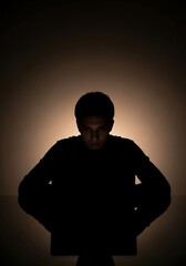 Mysterious man silhouetted in dramatic lighting evokes intrigue and tension