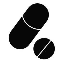 Science of hand drawn vector Pills Icon silhouette.