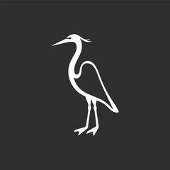 Minimal Vector Heron Design &ndash; Elegant Silhouette Water Bird Illustration for Nature, Wildlife, and Ornithology Themes, Modern Monochrome Crane Artwork for Branding, Print, Web, and Decorative Use