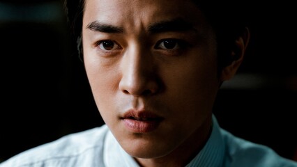 A person with a worried expression, looking over their shoulder. Guilt, paranoia, fear, criminal mind, suspense.