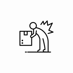 lifting heavy box injury icon sign vector