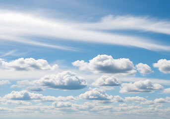 Obraz premium blue sky with fluffy white clouds cloudscape background