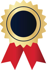 Empty Gold Sunburst Award Rosette with Red Ribbon