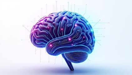 "Futuristic AI Brain Technology Concept – Digital Neural Network, Artificial Intelligence, Cyber Brain Illustration in Ultra HD 8K"