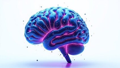 "Futuristic AI Brain Technology Concept – Digital Neural Network, Artificial Intelligence, Cyber Brain Illustration in Ultra HD 8K"