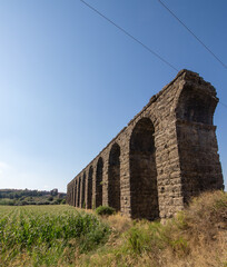 Well-Preserved Arches of the Roman Aqueduct in Aspendos in Antalya 