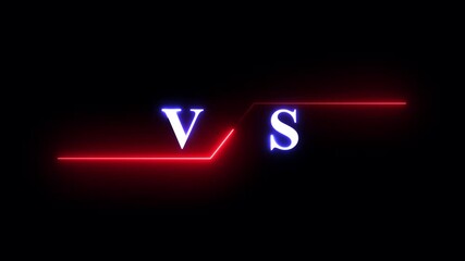 Neon glowing VS frames light . Neon banner Announcement of two fighters. VS versus bars neon animated versus vs bars neon multiplayer co op team with smoky black background.