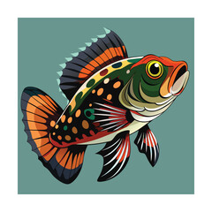 Colorful Fish with Orange and Green Accents Keywords: fish, aquatic, marine, underwater, sea