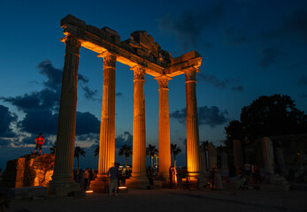 Temple of Apollo, Side, Turkey, view of night