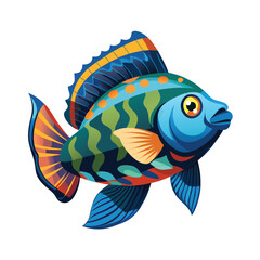 Colorful stylized tropical fish with intricate patterns