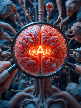 Gad Generalized Anxiety Disorder being studied, examined - under close inspection. Most important subjects and ideas closely related to gad generalized anxiety disorder. ,3d illustration