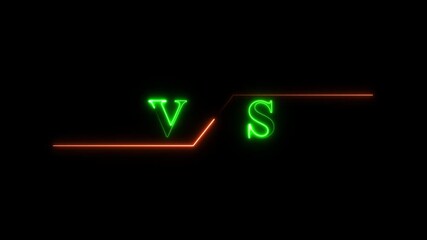 Neon glowing VS frames light . Neon banner Announcement of two fighters. VS versus bars neon animated versus vs bars neon multiplayer co op team with smoky black background.